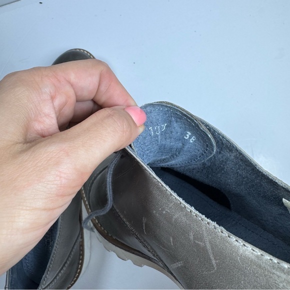 Romano Sicari Gray Leather Oxford Shoes Sz 38 7.5 Women Made in Italy Academia - Picture 12 of 13